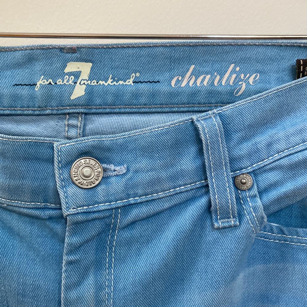 7 For All Mankind Charlize Flare Leg Light Wash Jeans Size 27 Boho Festival - Picture 6 of 7